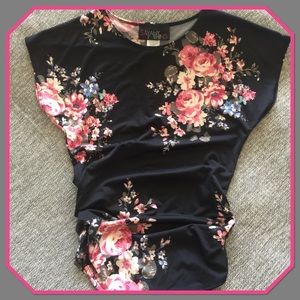 Black floral dress top sz. S